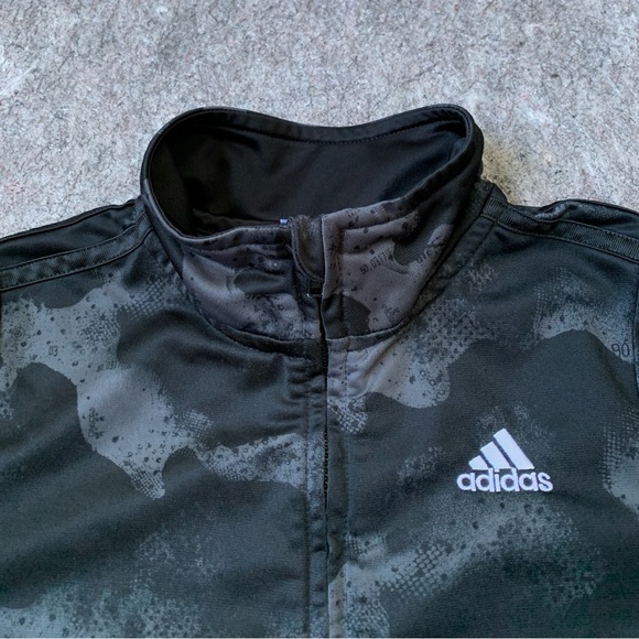Adidas black grey gray camo print track jacket with pockets - Picture 6 of 14